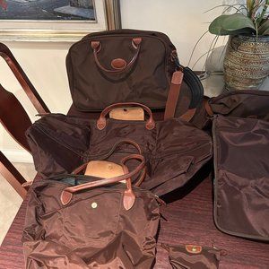 LONGCHAMP brown matching set of pliage bags